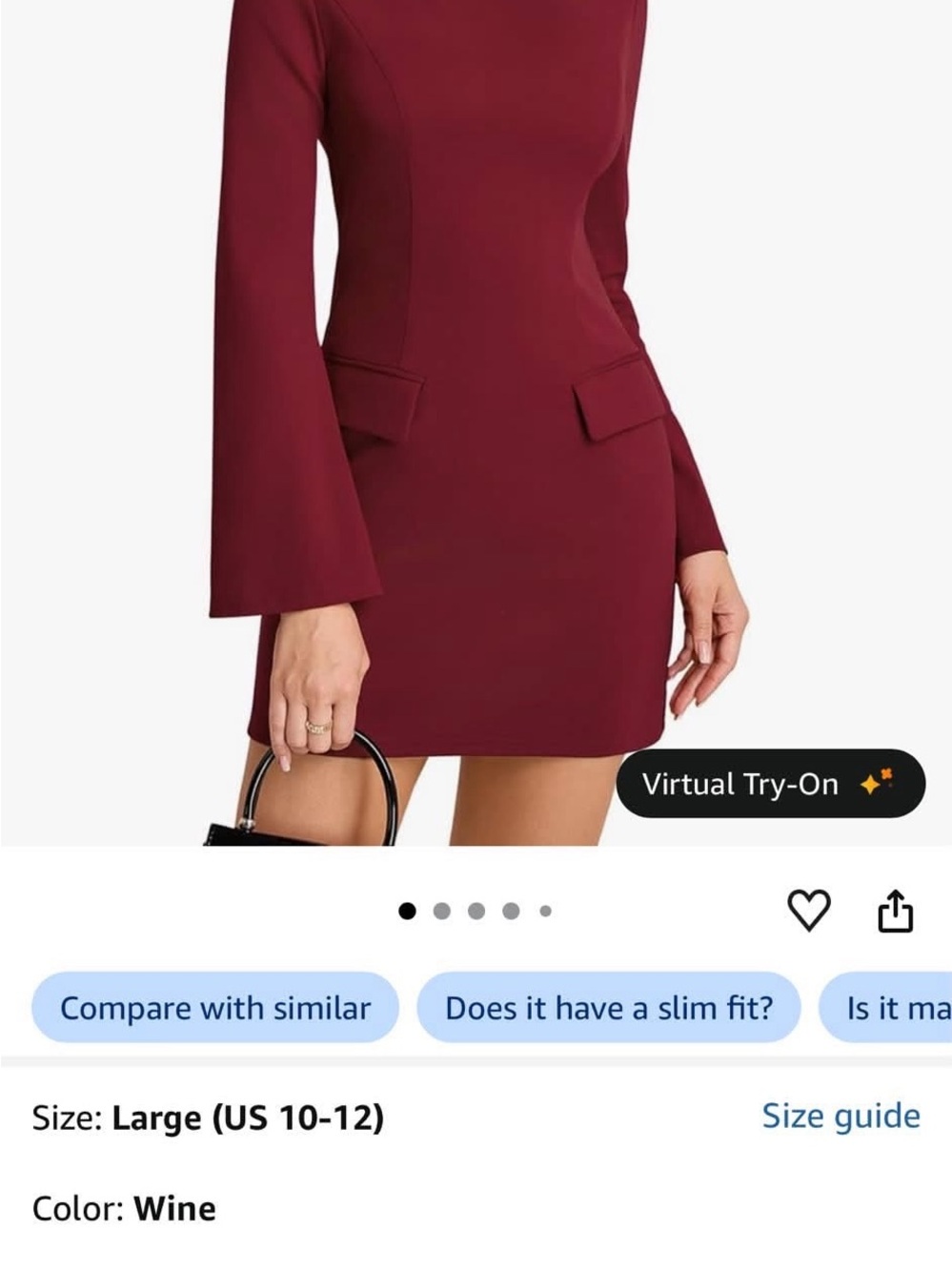 Amazon Wine Bell-Sleeve Mini Dress